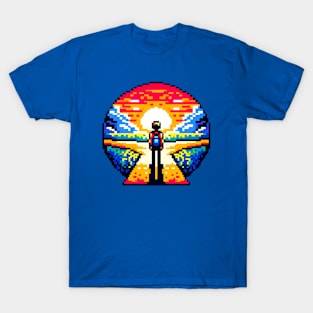 Pixelated Crossroads - 8-Bit Life Choices Art T-Shirt